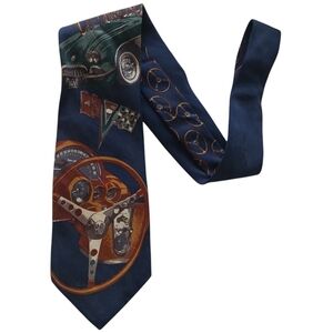 Corvette Mens Windsor Tie 57 Car Navy Blue Red Italy Silk Collectible Sports Car